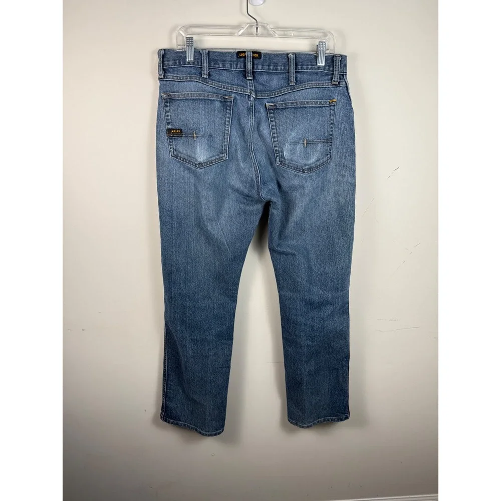 Ariat Rebar M4 Mens Blue Denim Low Rise Boot Cut Work Jeans 33x32 Medium Wash‎